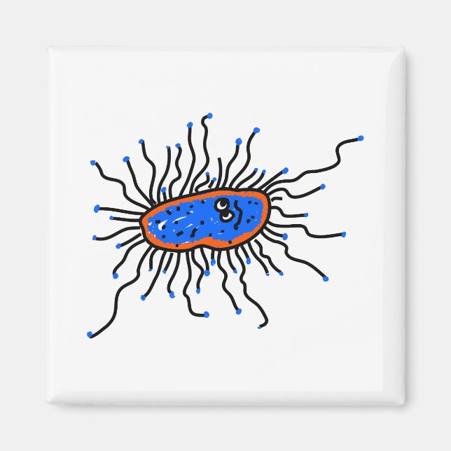 Blue Cartoon Germ Magnet (Vorne)