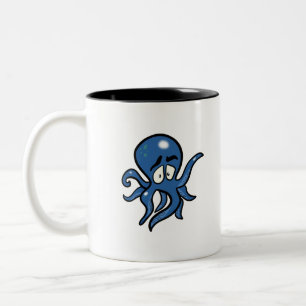 Blue Cartoon Octopus Zwei-Tonen-Kaffee-Tasse Zweifarbige Tasse