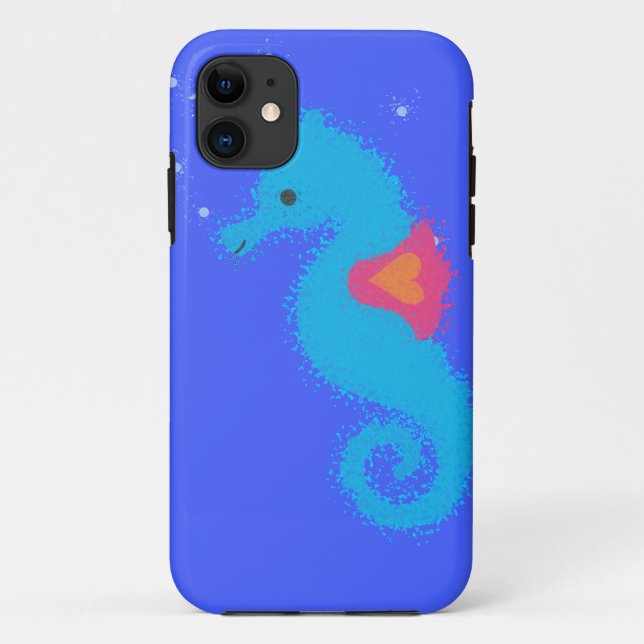 Blue Cartoon Seepferd Case-Mate iPhone Hülle (Rückseite)