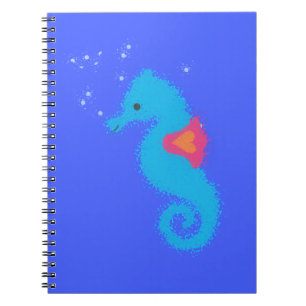 Blue Cartoon Seepferd Notizblock
