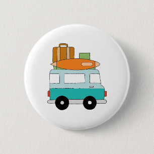 Blue Cartoon Van Best Family Adventure Vacations Button