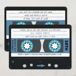 Blue Cassette Tape Retro 80er Geburtstagspartei Einladung