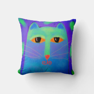 Blue Cat Abstrakt Art Kissen