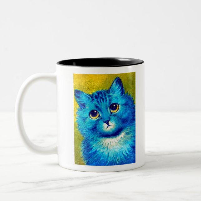 Blue cat by Louis Wain Zweifarbige Tasse (Links)