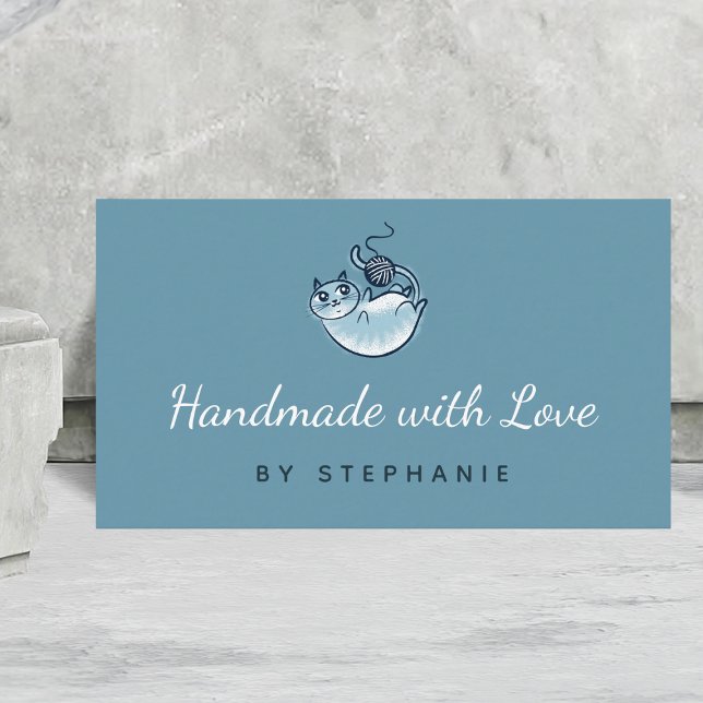 Blue Cat Crotchet Knitter Handgemachte Kraft Garne Visitenkarte (Von Creator hochgeladen)