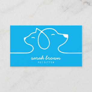 Blue Cat Dog Line Logo Haustiersitter Visitenkarte