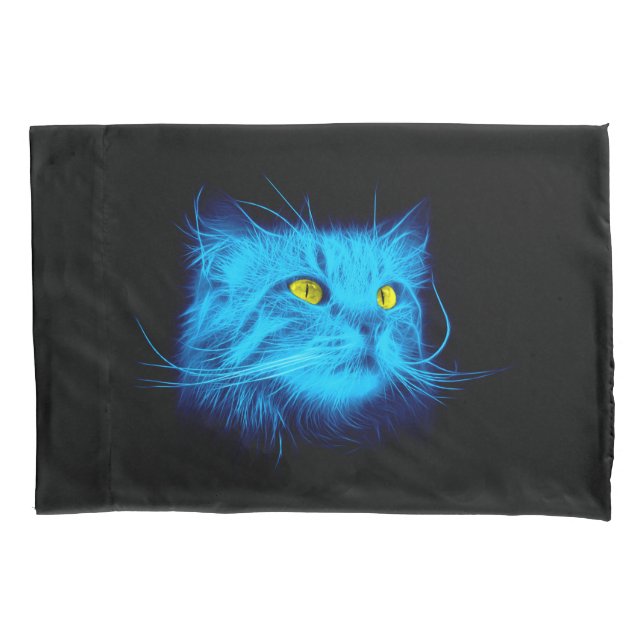 Blue Cat Face Kissenbezug (Vorderseite)