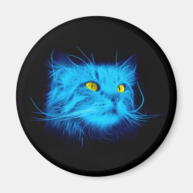 Blue Cat Face Magnet (Vorne)