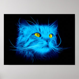 Blue Cat Face Poster