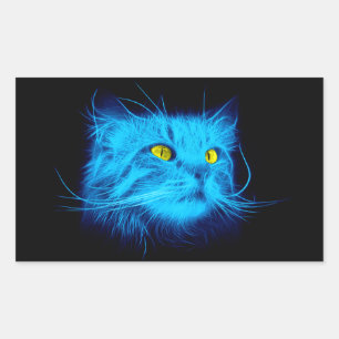 Blue Cat Face Rechteckiger Aufkleber