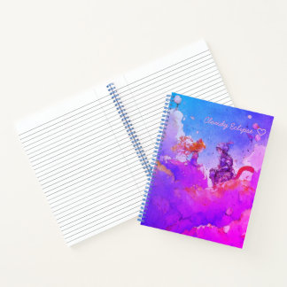 Blue Cat Girl Princess & Cat Knight Boy Notebook Notizbuch