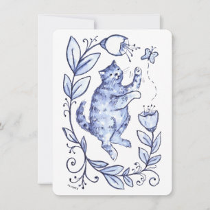 Blue Cat Grußkarte Feiertagskarte