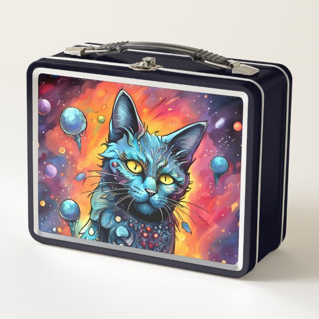 Blue Cat I Metall Brotdose (Vorderseite)