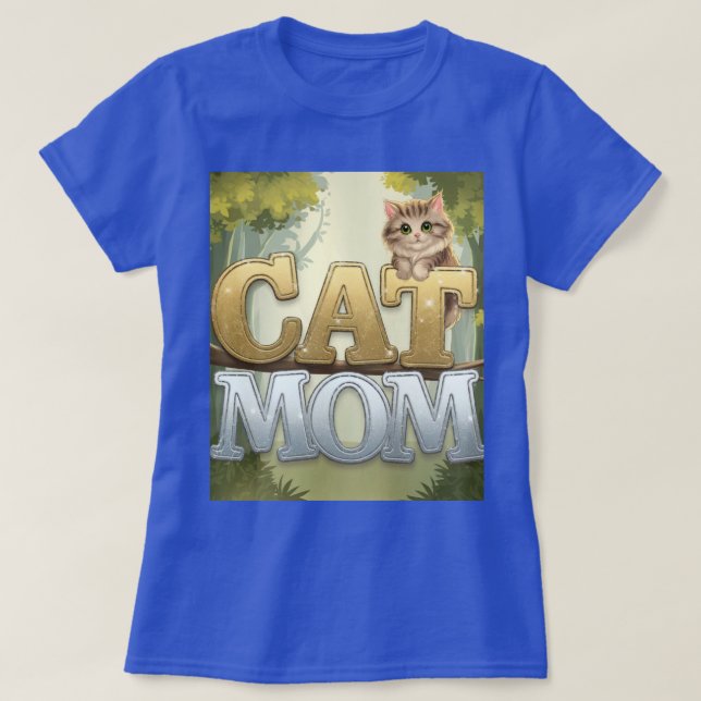 Blue Cat Mama T - Shirt (Design vorne)