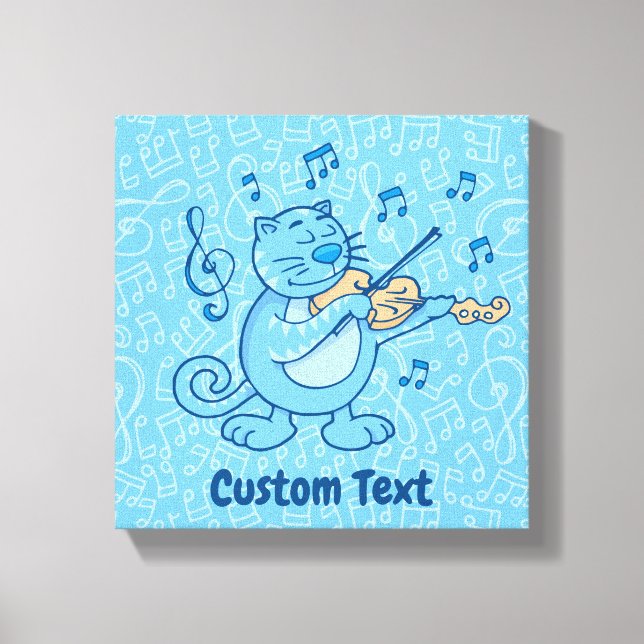 Blue Cat mit Violin Canvas Print Leinwanddruck (Vorderseite)