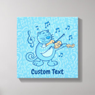 Blue Cat mit Violin Canvas Print Leinwanddruck