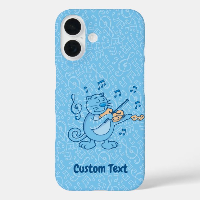 Blue Cat mit Violin iPhone Case (Rückseite)