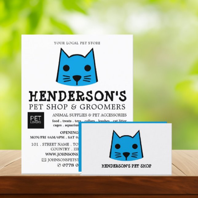Blue Cat, Pet Store & Groomer Werbung Flyer (Von Creator hochgeladen)
