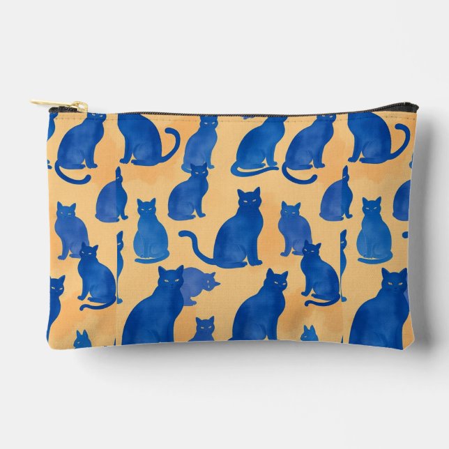 Blue Cat Silhouette Druck Nähtasche Zubehörtasche (Vorderseite)