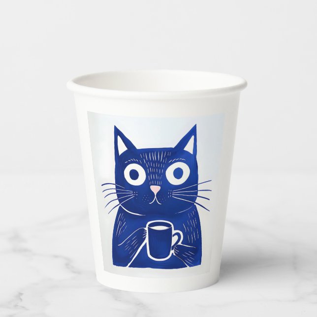 Blue Cat T - Shirt Pappbecher (Vorderseite)