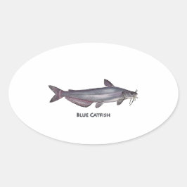 Blue Catfish Logo Ovaler Aufkleber