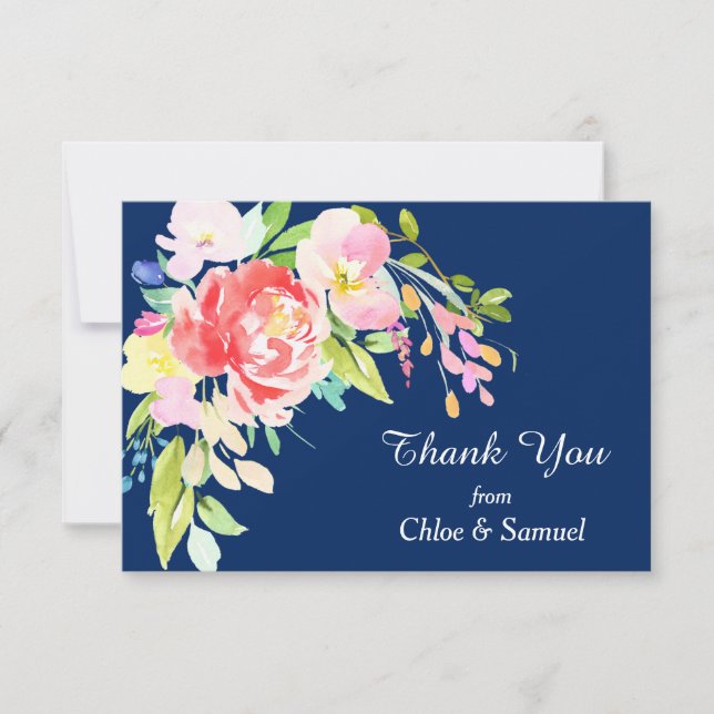 Blue Cattails und Hochzeiten mit Floral Vielen Dan Dankeskarte (Vorderseite)