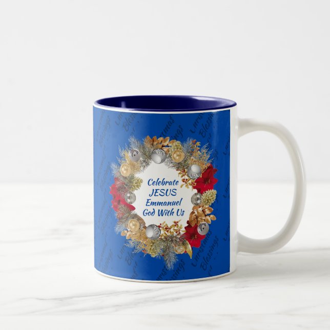Blue CELEBRATE JESUS Zweifarbige Tasse (Rechts)