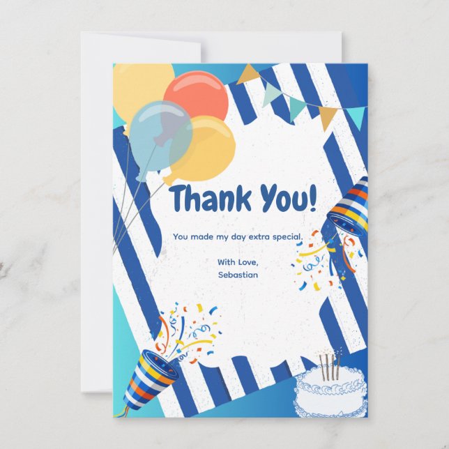 Blue Celebration Dankeschön Card Dankeskarte (Vorderseite)