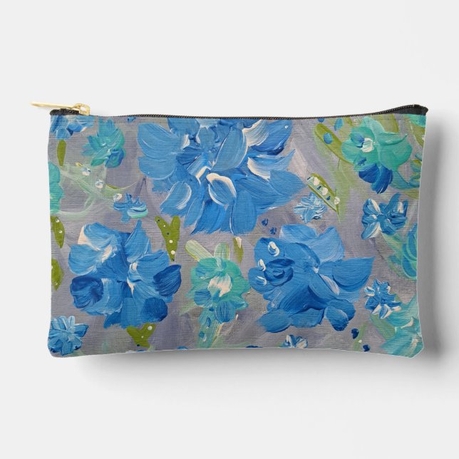 Blue Celebration Floral Accessories Pouch Zubehörtasche (Vorderseite)