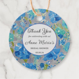 Blue Celebration Floral Favor Tags Geschenkanhänger