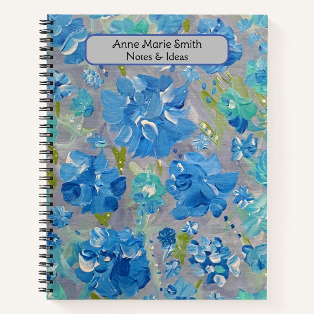Blue Celebration Personalisiert Spiral Notebook Notizbuch (Vorderseite)