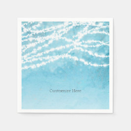 Blue Celestial String Lights Rustic Wedding Party Serviette