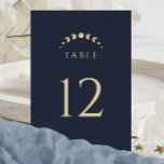 Blue Celestial Wedding Tischnummer<br><div class="desc">Begleiten Sie Ihre Gäste mit den "Blue Celestial Wedding Tischnummern" vor einem beeindruckenden blauen Hintergrund. Mondphasen, die in das Design integriert sind, symbolisieren das Fortschreiten der Tische und schaffen so eine himmlische Reise für Ihre Hochzeitsgäste.</div>