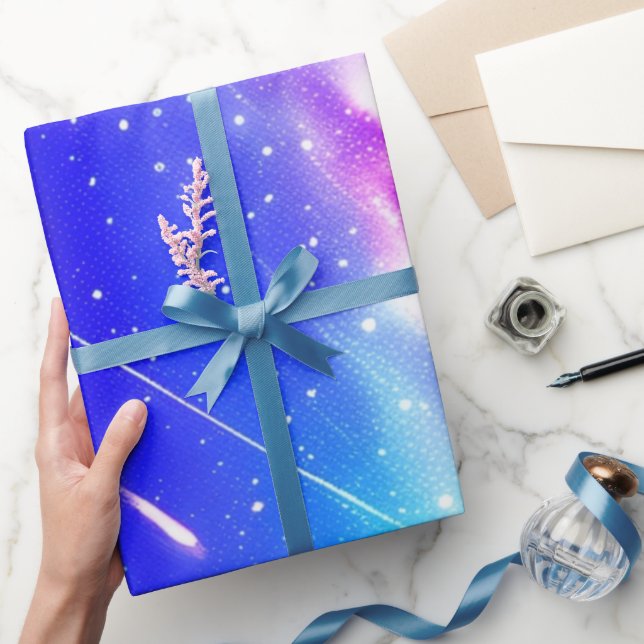 Blue Celestial Wonders Birthday Geschenkpapier (Schenken)