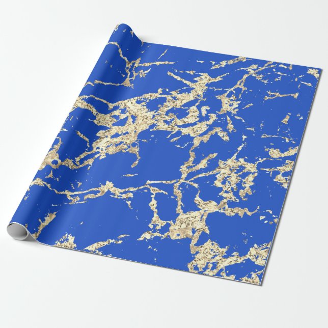 Blue Celestials Gold Marmor Schlaganfall Geschenk  Geschenkpapier (Ungerollt)