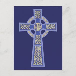 Blue Celtic Cross Postcards Postkarte