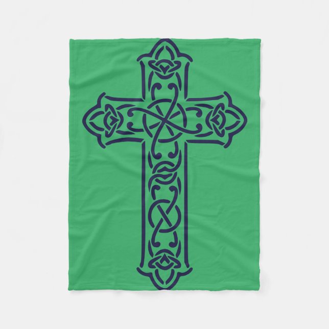 Blue Celtic High Cross Fleecedecke (Vorderseite)