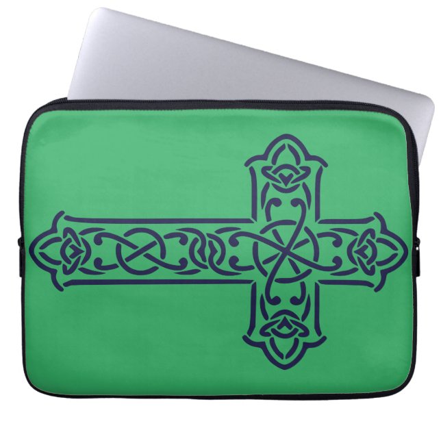 Blue Celtic High Cross Laptopschutzhülle (Vorderseite)