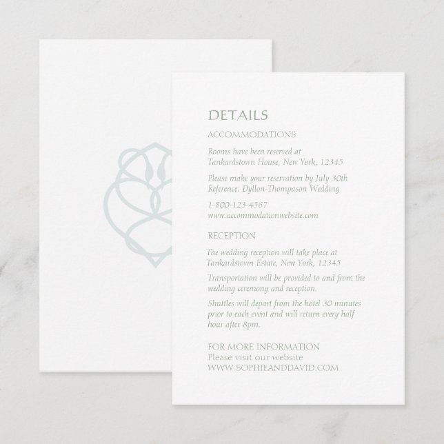 Blue Celtic Irish Swan Liebe Knot Wedding Details Begleitkarte (Vorne/Hinten)