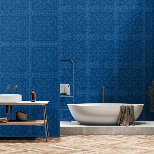 Blue Celtic Knot Pattern Tapete (Badezimmer)