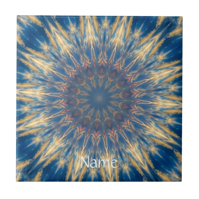 Blue Chakra Kaleidoskop Thunder_Cove Fliese (Vorderseite)