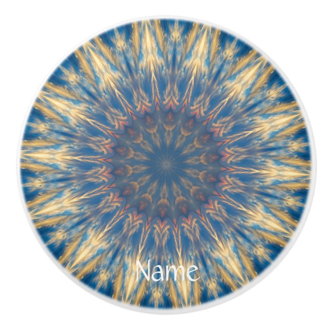 Blue Chakra Kaleidoskop Thunder_Cove Keramikknauf (Vorderseite)