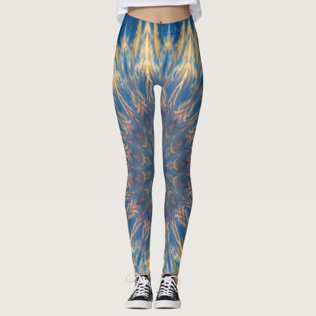 Blue Chakra Kaleidoskop Thunder_Cove Leggings (Vorderseite)