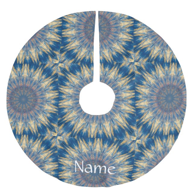 Blue Chakra Kaleidoskop Thunder_Cove Polyester Weihnachtsbaumdecke (Vorderseite)