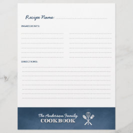 Blue Chalkboard Family Cookbook Binder Einfügen