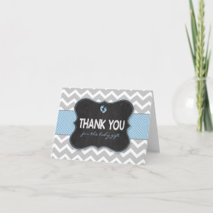 Blue Chalkboard garçon baby shower merci notes