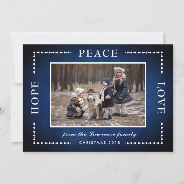 Blue Chalkboard Hope Peace Liebe Weihnachten Foto (Vorderseite)