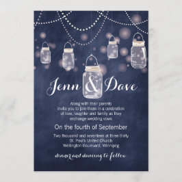 Blue Chalkboard Mason Jar Wedding Einladung