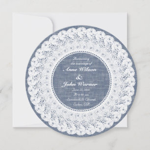 Blue chambray élégant rond delle invitation photo
