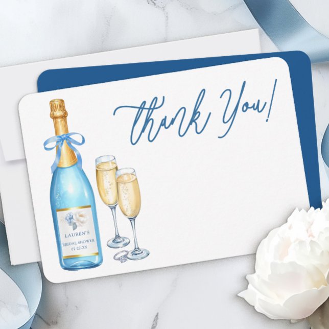 Blue Champagne Brautparty Vielen Dank Dankeskarte (Blank Thank You Card)